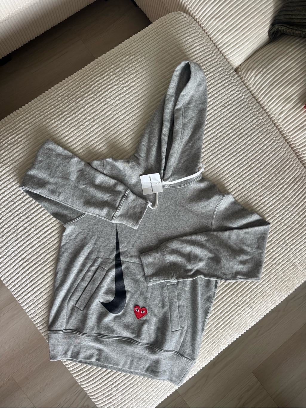 Comme Des Garons Play/Nike Grey Hoodie